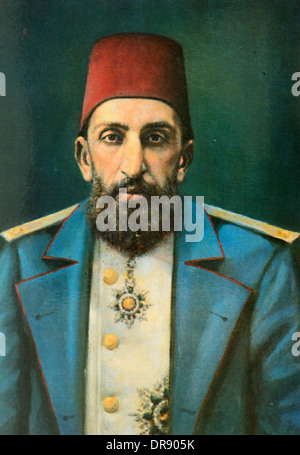 Osmanischen Türkisch Sultan Abdülhamid II. (1842-1918) oder Portraitmalerei trägt Fez Stockfoto