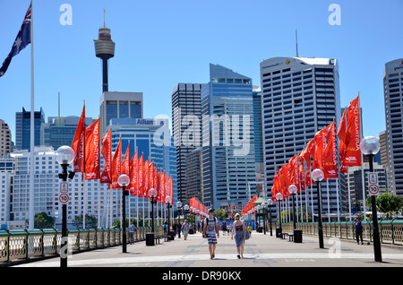 Pyrmont Bridge über den Darling Harbour in Sydney, Australien Stockfoto