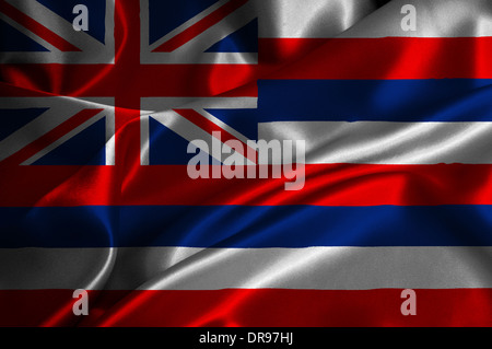 Hawaii-Flagge auf seidige Textur. Stockfoto