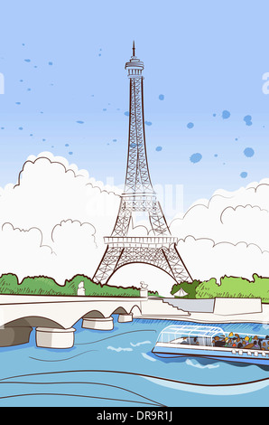 Illustration der Eiffelturm in Frankreich Stockfoto