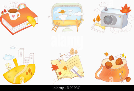 Illustration der Symbolsatz für Herbst Stockfoto