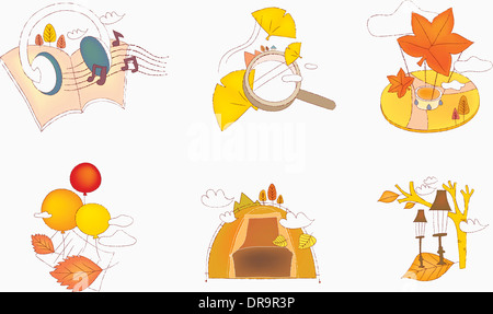 Illustration der Symbolsatz für Herbst Stockfoto