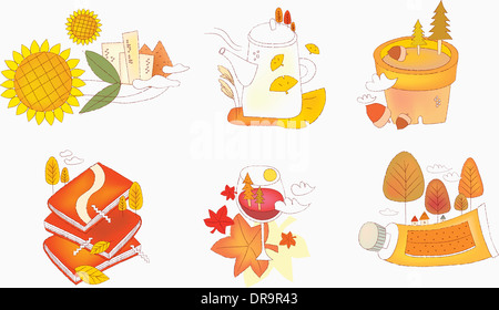 Illustration der Symbolsatz für Herbst Stockfoto