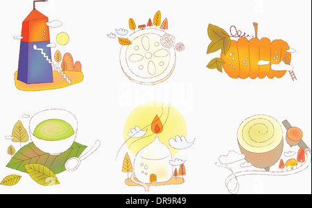 Illustration der Symbolsatz für Herbst Stockfoto