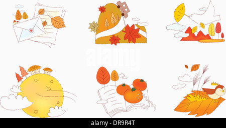 Illustration der Symbolsatz für Herbst Stockfoto