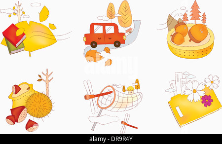 Illustration der Symbolsatz für Herbst Stockfoto