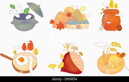 Illustration der Symbolsatz für Herbst Stockfoto