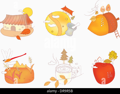 Illustration der Symbolsatz für Herbst Stockfoto