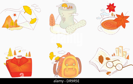 Illustration der Symbolsatz für Herbst Stockfoto