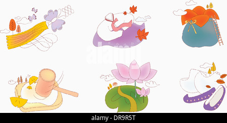 Illustration der Symbolsatz für Herbst Stockfoto