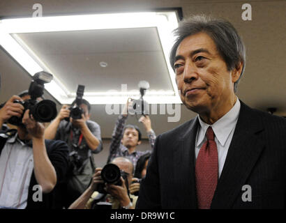Tokio, Japan. 22. Januar 2014. Ehemaligen japanischen Premierminister Morihiro Hosokawa lässt eine Pressekonferenz in Tokyo Metropolitan Government Building in Tokio, die Hauptstadt von Japan, 22. Januar 2014. Hosokawa erklärte, dass er für die Wahl von der Tokyo Gouverneur mit einem anderen ehemaligen Premierminister Junichiro Koizumi Unterstützung, mit dem Ziel aufzugeben Kernreaktoren in Japan läuft. Bildnachweis: Stinger/Xinhua/Alamy Live-Nachrichten Stockfoto