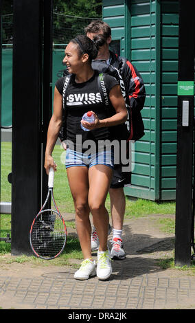 Heather Watson Ankunft im All England Club Training Wimbledon, England - 29.06.12 Stockfoto