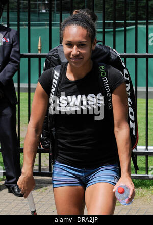 Heather Watson Ankunft im All England Club Training Wimbledon, England - 29.06.12 Stockfoto