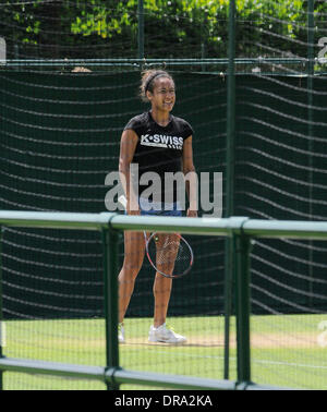 Heather Watson Ankunft im All England Club Training Wimbledon, England - 29.06.12 Stockfoto