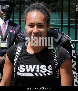 Heather Watson Ankunft im All England Club Training Wimbledon, England - 29.06.12 Stockfoto