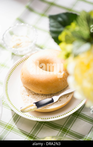 ein Picknick Begib Ausbreitung dich auf ein Blatt Stockfoto