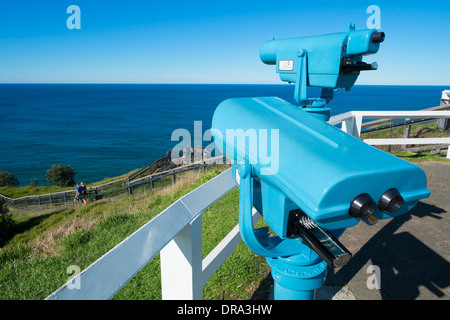 Öffentliche Fernglas am Aussichtspunkt am Leuchtturm von Byron Bay in New South Wales Australien Stockfoto