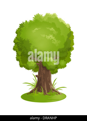 bunte grüner Baum auf einem weißen Hintergrund Stockfoto