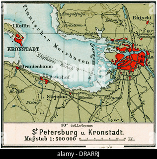 Karte von St. Petersburg und Umgebung, Russland Stockfoto