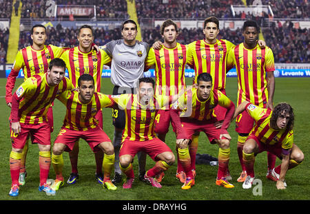 Valencia, Spanien. 22. Januar 2014.  Barcelona Kader während der Copa del Rey-Spiel zwischen Levante und Barcelona Ciutat de Valencia, Valencia Credit: Action Plus Sport Bilder/Alamy Live News Stockfoto