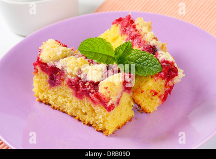 Stück Kuchen Himbeer Krume Stockfoto