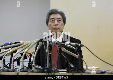 Tokio, Japan. 22. Januar 2014. Der ehemalige Premierminister Morihiro Hosokawa besucht eine Pressekonferenz am Tokyo Metropolitan Government Office in Tokyo am 22. Januar 2014. Hosokawa offiziell angekündigt, dass er in der bevorstehenden Tokyo gubernatorial Wahlen kandidieren würde. Bildnachweis: Motoo Naka/AFLO/Alamy Live-Nachrichten Stockfoto
