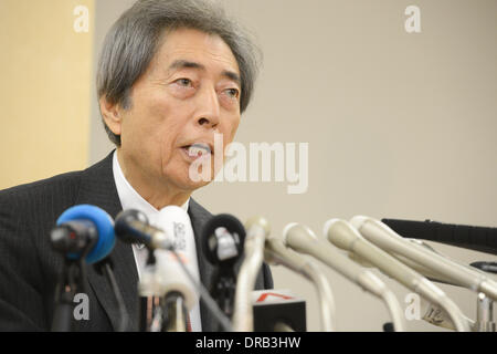 Tokio, Japan. 22. Januar 2014. Der ehemalige Premierminister Morihiro Hosokawa besucht eine Pressekonferenz am Tokyo Metropolitan Government Office in Tokyo am 22. Januar 2014. Hosokawa offiziell angekündigt, dass er in der bevorstehenden Tokyo gubernatorial Wahlen kandidieren würde. Bildnachweis: Aflo Co. Ltd./Alamy Live-Nachrichten Stockfoto