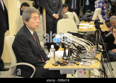 Tokio, Japan. 22. Januar 2014. Der ehemalige Premierminister Morihiro Hosokawa besucht eine Pressekonferenz am Tokyo Metropolitan Government Office in Tokyo am 22. Januar 2014. Hosokawa offiziell angekündigt, dass er in der bevorstehenden Tokyo gubernatorial Wahlen kandidieren würde. Bildnachweis: Aflo Co. Ltd./Alamy Live-Nachrichten Stockfoto