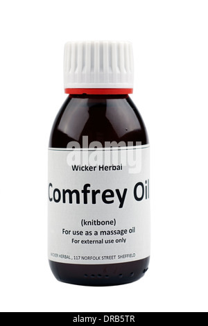 Beinwell Ölflasche aus Wicker Kräuterladen in Sheffield Stockfoto