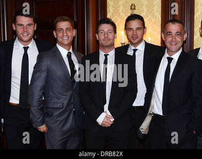 Danny Miller, Michael LeVell, Philip Olivier, Dean Gaffney, Ryan Thomas The Steven Gerrard & Keith Duffy Charity Wochenende zugunsten der Steven Gerrard Foundation und irischen Autismus Aktion statt im The Ritz Carlton Co Wicklow, Irland - 06.07.12 Stockfoto