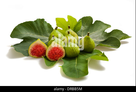 Gruppe von Feigen, isoliert auf weiss Stockfoto
