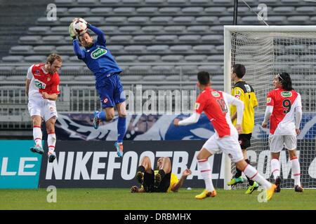 Chasselay, Frankreich. 22. Januar 2014. Daniel Jaccard (Chasselay) während des Spiels Französisch Coupe de France zwischen den Monts d ' or Azergues Fuß und AS Monaco aus Stade Ludovic Giuly. Bildnachweis: Aktion Plus Sport/Alamy Live-Nachrichten Stockfoto