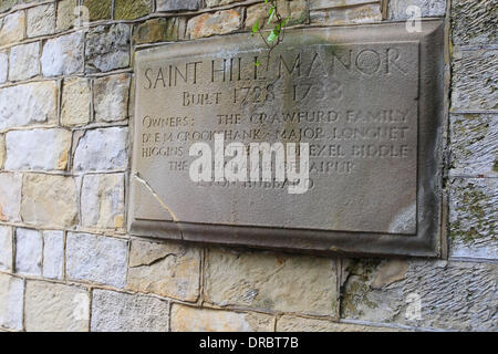 Atmosphäre der UK Hauptsitz der Kirche von Scientology und Saint Hill Manor in East Grinstead. Die Kirche wirbt die "Maiden Voyage Events" für neue Mitglieder Sussex, England - 12.07.12 Stockfoto