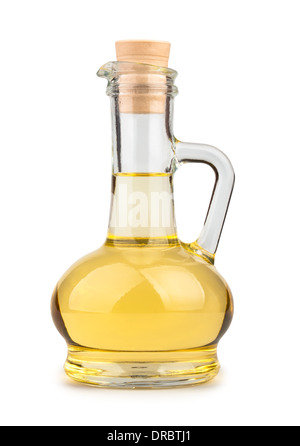 Sonnenblumen-Öl Flasche Weg isoliert auf weiss Stockfoto