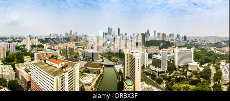 Panoramische Luftaufnahme der Skyline von Singapur Stockfoto