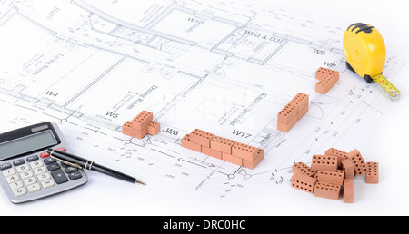 Konzept der Architekt ein Haus planen Stockfoto