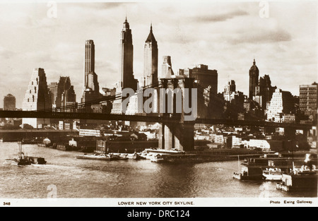 Skyline von New York mit Brooklyn Bridge Stockfoto