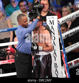 Amir Khan Amir Khan vs Danny Garcia WBC/WBA Super Lightweight und vakanten Titel im Ring Magazine Junior Weltergewicht kämpfen im Mandalay Bay Events Center in Las Vegas, Nevada - 14.07.12 Stockfoto