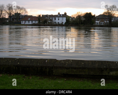 Vereinigtes Königreich West London Chiswick Strang auf dem Grün der Themse Flut Stockfoto