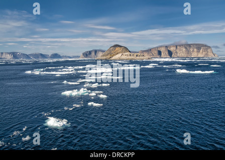 Glazial-Fjords in Cape Mercy, Baffininsel, Nunavut, Kanada Stockfoto