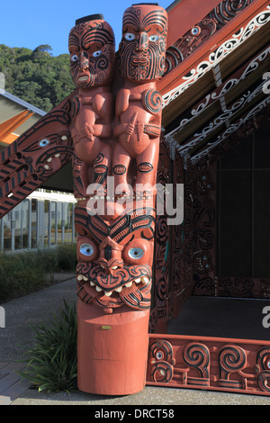 Mataatua Wharenui, Maori Meeting House, Whakatane, östlichen Bay of Plenty, Nordinsel, Neuseeland Stockfoto