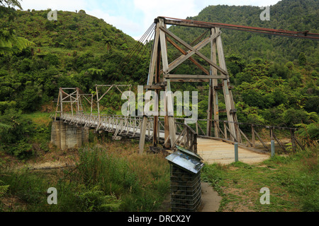 Tauranga Brücke, Waioeka Gorge Scenic Reserve und Fluss, State Highway 2, East Cape Area, Nordinsel, Neuseeland Stockfoto