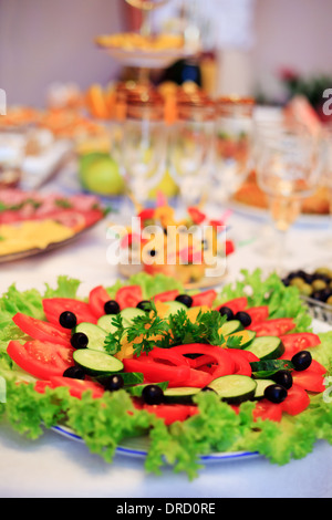 Catering vor der Trauung, Nahaufnahme Stockfoto