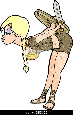 Wikinger Mädchen verbeugte sich Cartoon Stock Vektor