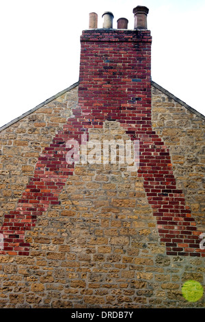 Giebel mit Schornstein und Mauerwerk Beamish Freilichtmuseum, County Durham, England, UK, Europa Stockfoto