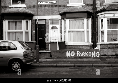 Kein Parkplatz, Straße in innere Stadt Nottingham. Stockfoto