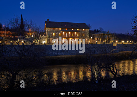 Nachtaufnahme Hotel Deutsch Mühle Bolnisi, Kvemo Kartli, Georgien Stockfoto