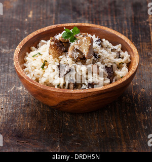 Wilde Pilze Risotto mit Petersilie und parmesan Stockfoto