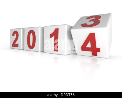 Ändern des Jahres 2013 bis 2014 Stockfoto