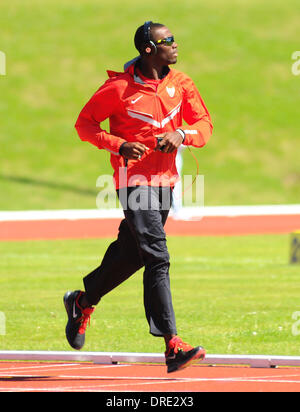 Kerron Clement The USA Olympiabahn und Field-Team trainieren im Alexander Stadium, Perry Park. Birmingham, England - 23.07.12 Stockfoto